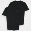 Pier One 2 PACK - Basic T-shirt - Black/black
