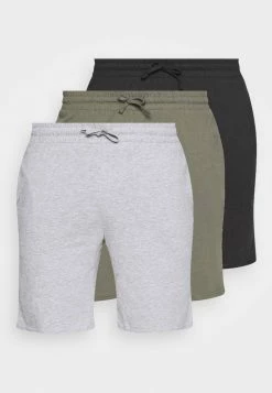 Pier One 3 PACK - Pyjama Bottoms - Black/mottled Grey/khaki