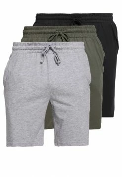 Pier One 3 PACK - Pyjama Bottoms - Black/mottled Grey