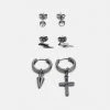Pier One 3 PACK UNISEX - Earrings - Black