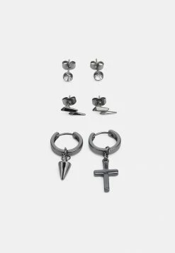 Pier One 3 PACK UNISEX - Earrings - Black