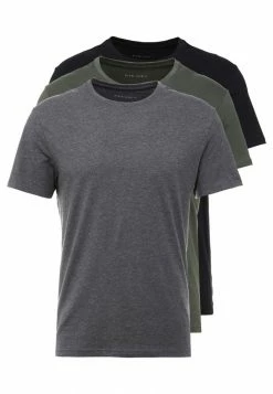 Pier One 3 PACK - Basic T-shirt - Black/grey/green -Pier One Shop df840033a7f04afda15f16c48ba7762b