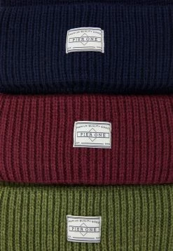 Pier One UNISEX 3 PACK - Beanie - Dark Blue/khaki/bordeaux -Pier One Shop e0b737b754ab496fa0145696b834e5e7