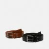 Pier One 2 PACK - Belt - Black/cognac