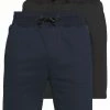 Pier One 2 PACK - Shorts - Dark Blue/black
