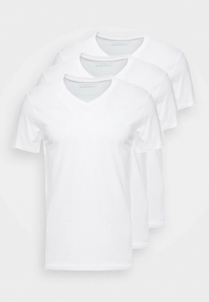 Pier One 3 PACK - Basic T-shirt - White 5 Pier One 3 PACK - Basic T-shirt - White - Image 5