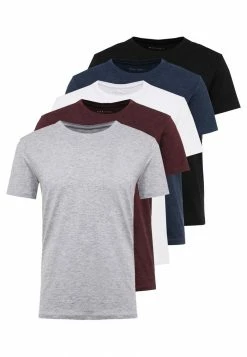 Pier One 5 PACK - Basic T-shirt - Mottled Bordeaux/white -Pier One Shop f3311ca65bb04406b4483c68855855c6
