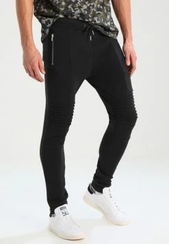 Pier One BIKER JOGGER - Tracksuit Bottoms - Black