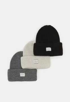 Pier One UNISEX 3 PACK - Beanie - Black/dark Grey/off-white