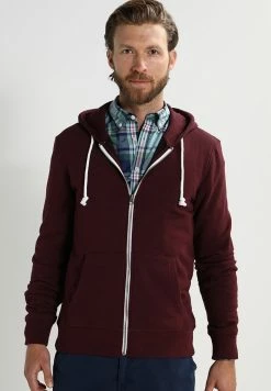 Pier One Zip-up Sweatshirt - Bordeaux Melange